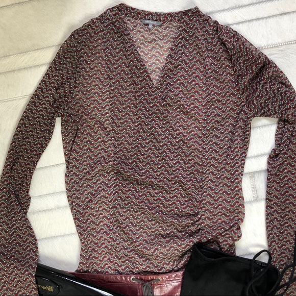 Sandwich V-Neck Pullover XS - Multi-Color Faux Wrap - Picture 5 of 8